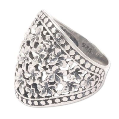 Alternate image for Floral Sterling Silver Band Ring from Indonesia Frangipani Nights