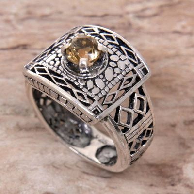 Primary image for Handmade Citrine and Sterling Silver Cocktail Ring Bali Temple