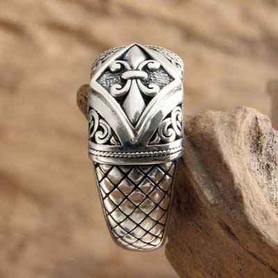 Primary image for Indonesian Sterling Silver Domed Ring Fleur de Lis