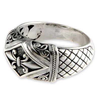 Alternate image for Indonesian Sterling Silver Domed Ring Fleur de Lis