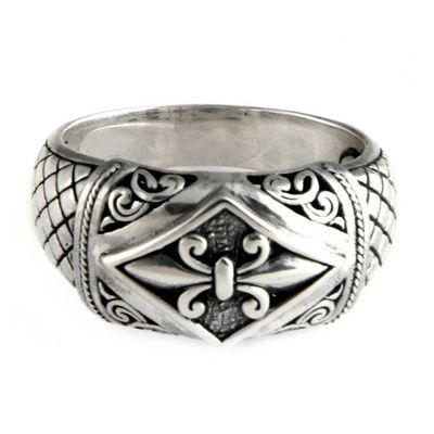 Alternate image for Indonesian Sterling Silver Domed Ring Fleur de Lis