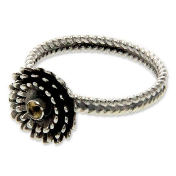 Alternate image for Hand Made Citrine Sterling Silver Ring November Chrysanthemum