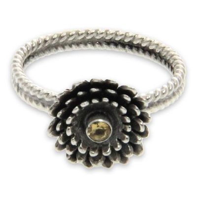 Alternate image for Hand Made Citrine Sterling Silver Ring November Chrysanthemum