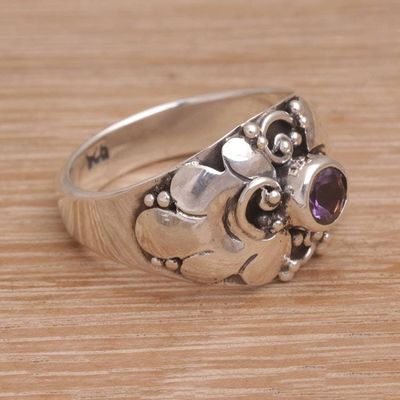 Alternate image for Balinese Sterling Silver and Amethyst Cocktail Ring Balinese Bloom