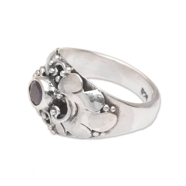 Alternate image for Balinese Sterling Silver and Amethyst Cocktail Ring Balinese Bloom