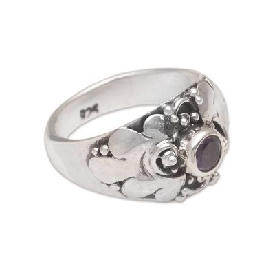 Alternate image for Balinese Sterling Silver and Amethyst Cocktail Ring Balinese Bloom