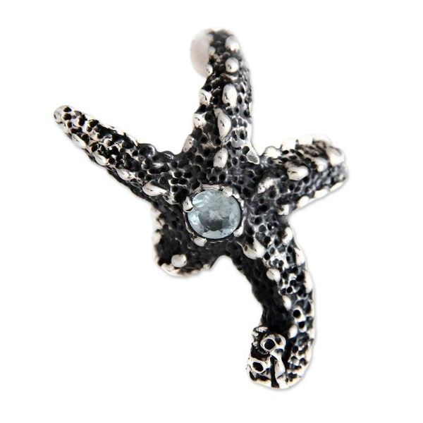 Alternate image for Sterling Silver and Blue Topaz Cocktail Ring Balinese Starfish