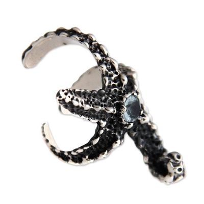 Alternate image for Sterling Silver and Blue Topaz Cocktail Ring Balinese Starfish
