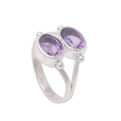 Alternate image for Amethyst Handcrafted Silver Ring Twin Spirits