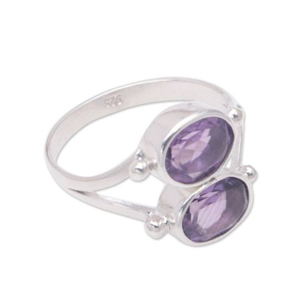 Alternate image for Amethyst Handcrafted Silver Ring Twin Spirits
