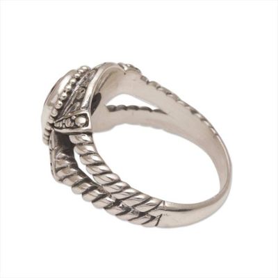 Alternate image for Amethyst and Sterling Silver Solitaire Ring from Bali Crown of Celuk