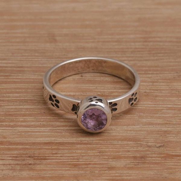 Alternate image for Handmade 925 Sterling Silver Amethyst Cocktail Ring Pawing Around