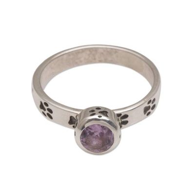 Alternate image for Handmade 925 Sterling Silver Amethyst Cocktail Ring Pawing Around