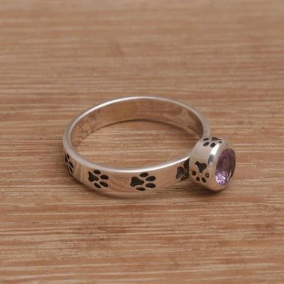 Alternate image for Handmade 925 Sterling Silver Amethyst Cocktail Ring Pawing Around