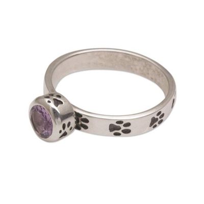 Alternate image for Handmade 925 Sterling Silver Amethyst Cocktail Ring Pawing Around