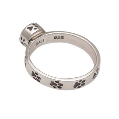 Alternate image for Handmade 925 Sterling Silver Amethyst Cocktail Ring Pawing Around