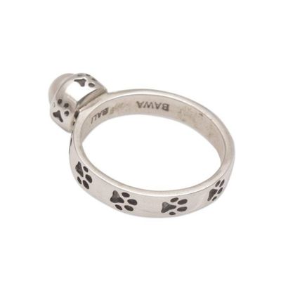 Alternate image for Handmade 925 Sterling Silver Cultured Pearl Cocktail Ring Walking the Dog