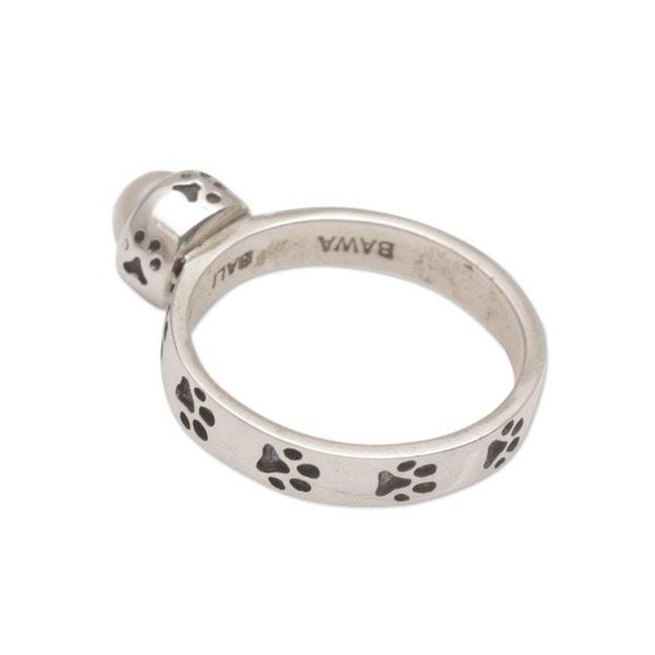 Alternate image for Handmade 925 Sterling Silver Cultured Pearl Cocktail Ring Walking the Dog