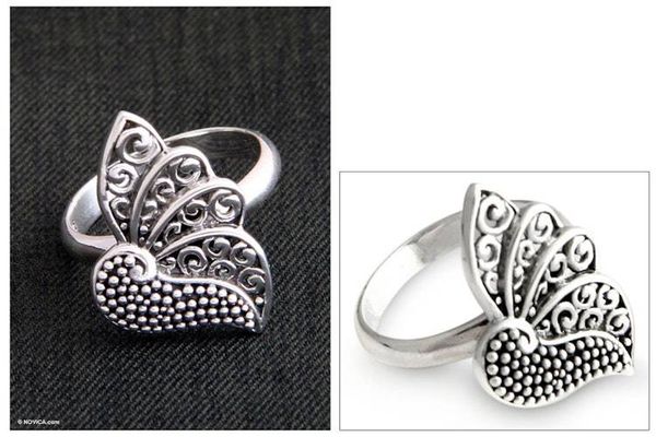Alternate image for Sterling Silver Butterfly Ring Timeless Soul