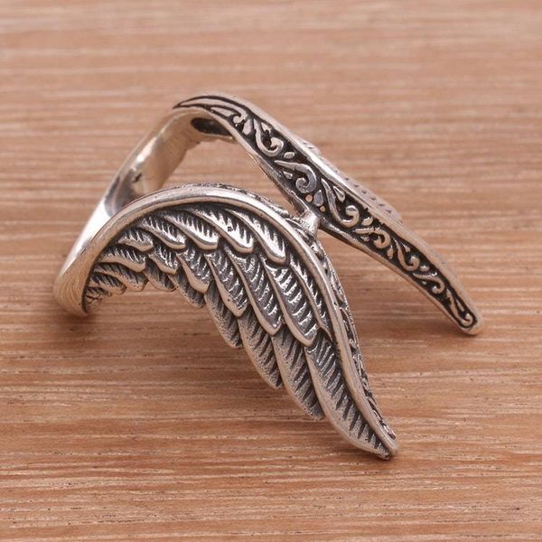 Alternate image for Handcrafted Sterling Silver Feathered Wings Ring Winged Glory