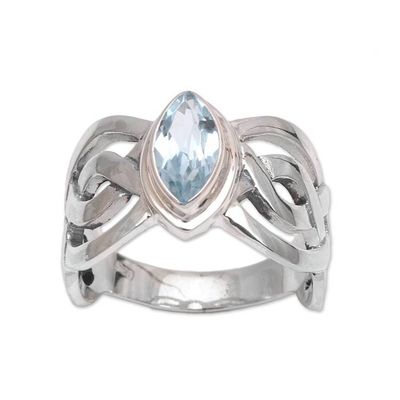 Alternate image for Blue Topaz and Sterling Silver Cocktail Ring from Bali Aurora Wave