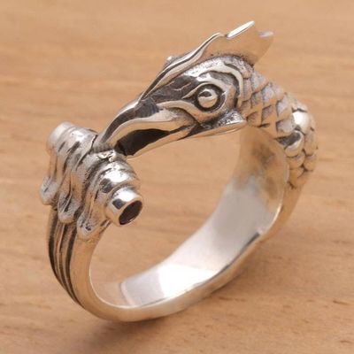 Alternate image for Handcrafted Mens Sterling Silver and Amethyst Ring Amethyst Rooster