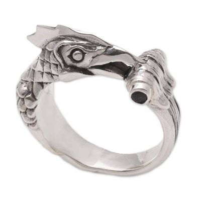 Alternate image for Handcrafted Mens Sterling Silver and Amethyst Ring Amethyst Rooster