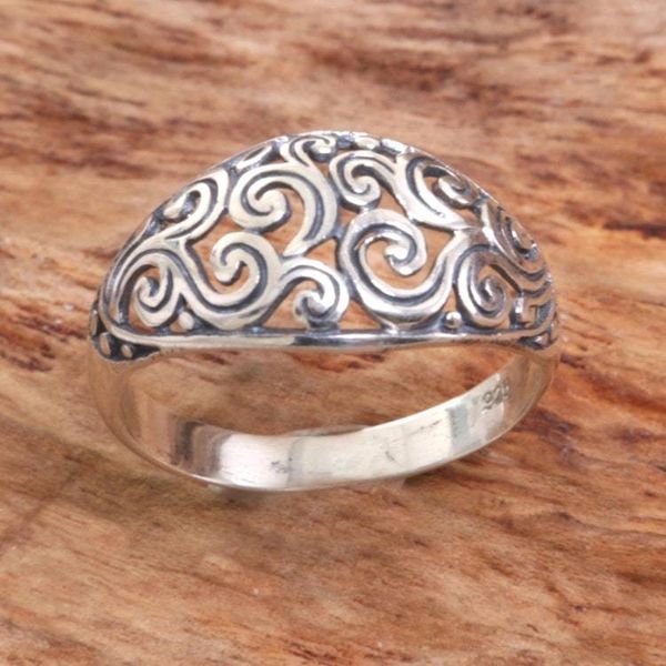 Alternate image for Hand Made Openwork Sterling Silver Cocktail Ring Sterling Swirls