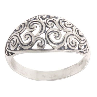 Alternate image for Hand Made Openwork Sterling Silver Cocktail Ring Sterling Swirls