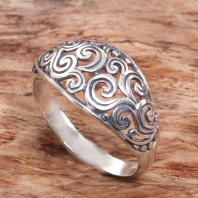Alternate image for Hand Made Openwork Sterling Silver Cocktail Ring Sterling Swirls