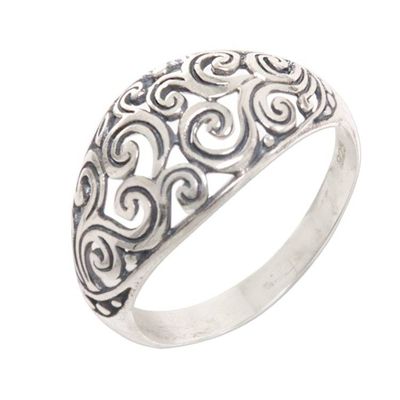 Alternate image for Hand Made Openwork Sterling Silver Cocktail Ring Sterling Swirls