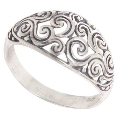 Alternate image for Hand Made Openwork Sterling Silver Cocktail Ring Sterling Swirls