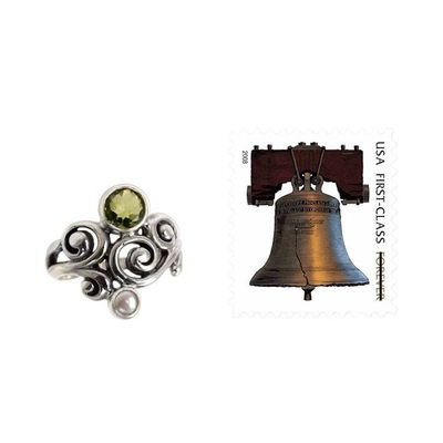 Alternate image for Artisan Crafted Peridot and Pearl Ring Cloud Song
