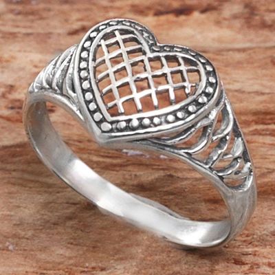 Alternate image for Sterling Silver Heart Shaped Cocktail Ring from Indonesia Bali Heart