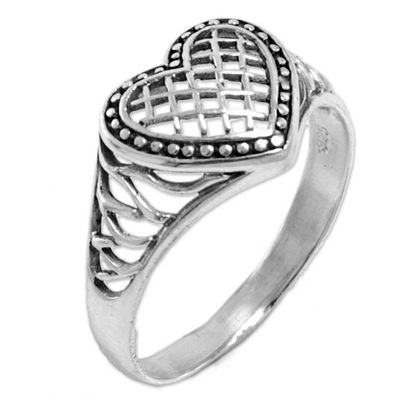 Alternate image for Sterling Silver Heart Shaped Cocktail Ring from Indonesia Bali Heart