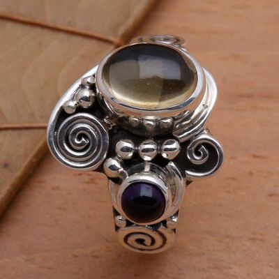 Alternate image for Citrine and Amethyst Cocktail Ring Sunshine