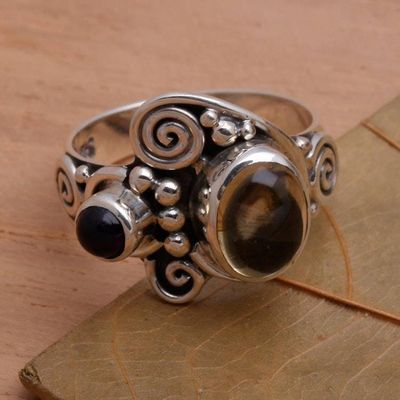 Alternate image for Citrine and Amethyst Cocktail Ring Sunshine