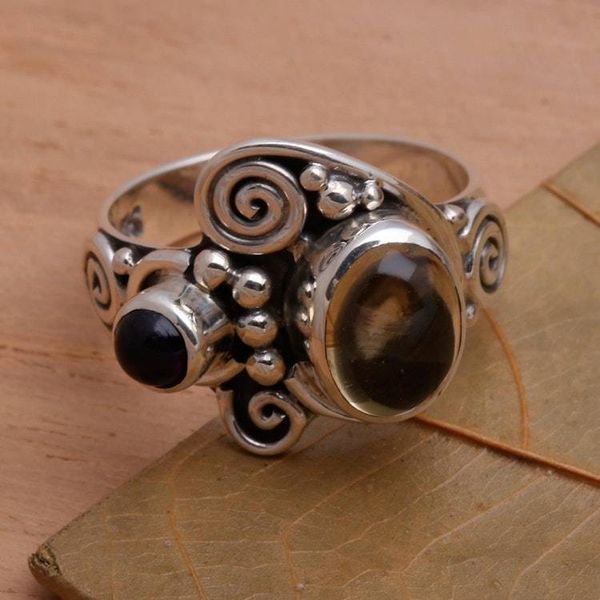 Alternate image for Citrine and Amethyst Cocktail Ring Sunshine