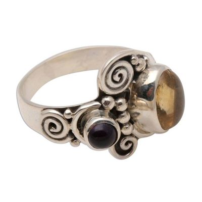 Alternate image for Citrine and Amethyst Cocktail Ring Sunshine