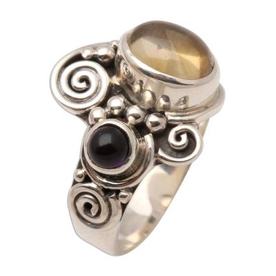 Alternate image for Citrine and Amethyst Cocktail Ring Sunshine