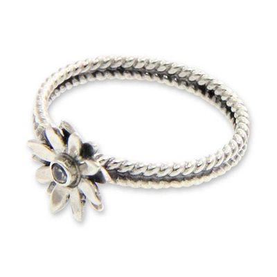 Alternate image for Cubic Zirconia and Sterling Silver Flower Ring April Daisy