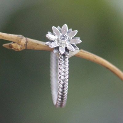 Alternate image for Cubic Zirconia and Sterling Silver Flower Ring April Daisy