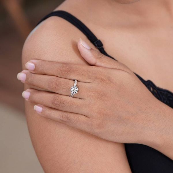 Alternate image for Cubic Zirconia and Sterling Silver Flower Ring April Daisy