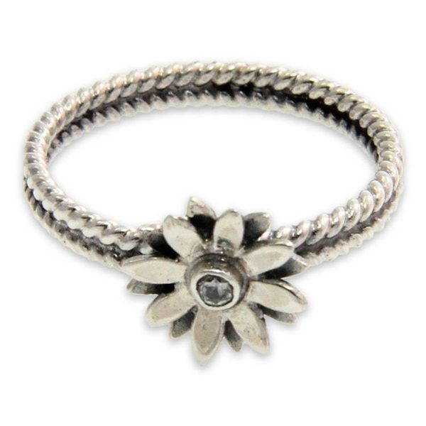 Alternate image for Cubic Zirconia and Sterling Silver Flower Ring April Daisy