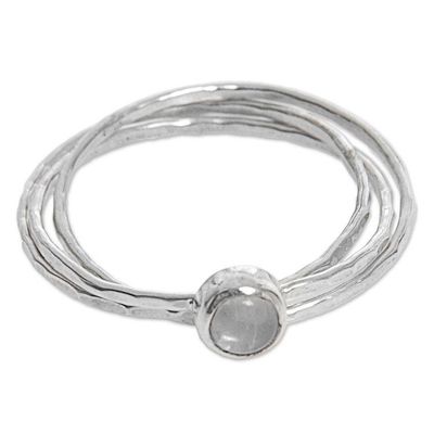 Alternate image for Hand Made Rainbow Moonstone Solitaire Ring from Indonesia Magical Essence