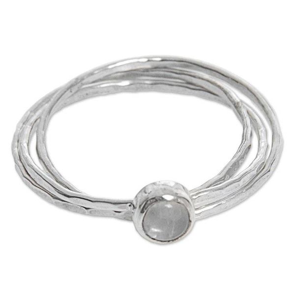 Alternate image for Hand Made Rainbow Moonstone Solitaire Ring from Indonesia Magical Essence