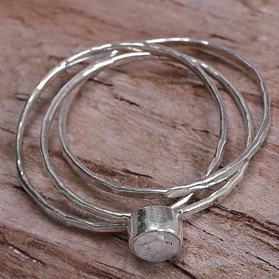 Alternate image for Hand Made Rainbow Moonstone Solitaire Ring from Indonesia Magical Essence