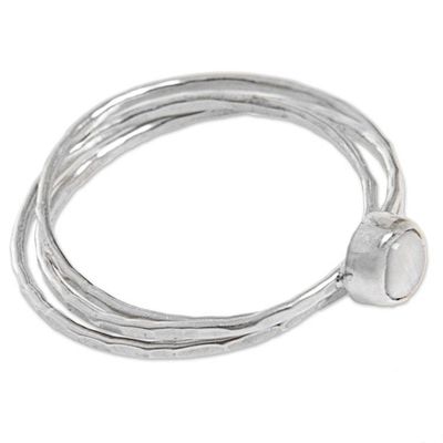 Alternate image for Hand Made Rainbow Moonstone Solitaire Ring from Indonesia Magical Essence