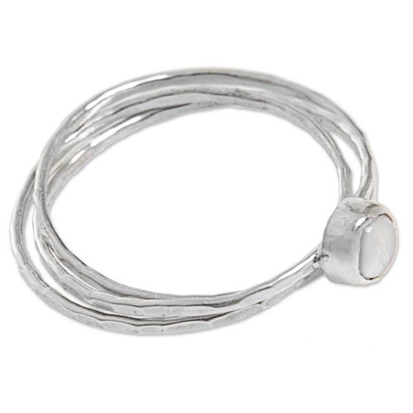 Alternate image for Hand Made Rainbow Moonstone Solitaire Ring from Indonesia Magical Essence