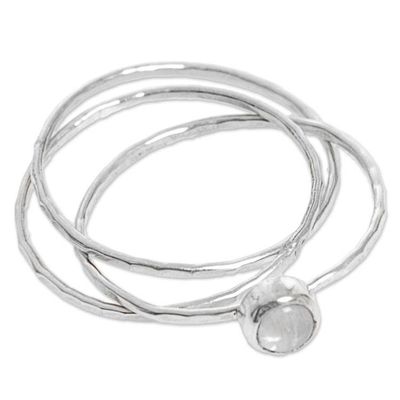 Alternate image for Hand Made Rainbow Moonstone Solitaire Ring from Indonesia Magical Essence